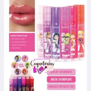 BRILLO LABIAL ROLLER PINK21 X 36 UNIDADES