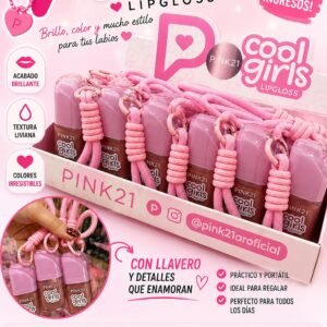 Lipgloss llavero COOL GIRLS PINK21 pack X 3 unidades