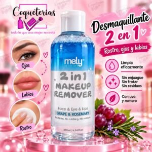 Removedor 2 en 1 FACE& EYE& LIPS Grape & Rosemary MELY